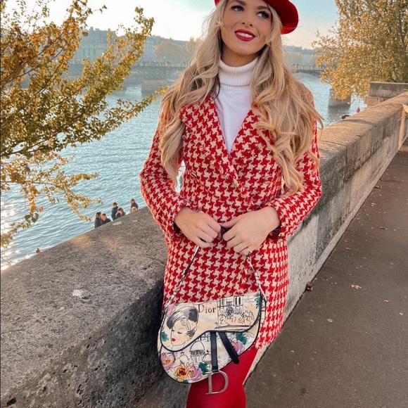 ZARA HOUNDSTOOTH TEXTURED COAT FRAYED TRIMS NEW SIZE S - Picture 4 of 11